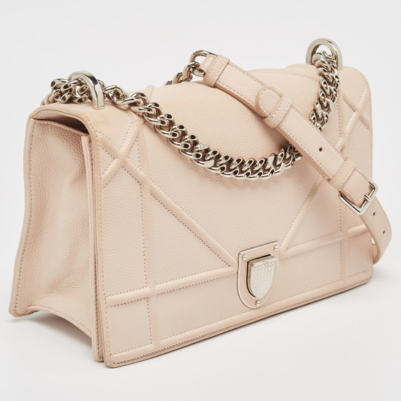 DIOR Light Peach Leather Medium ama Flap Shoulder Bag - Picture 3 of 8